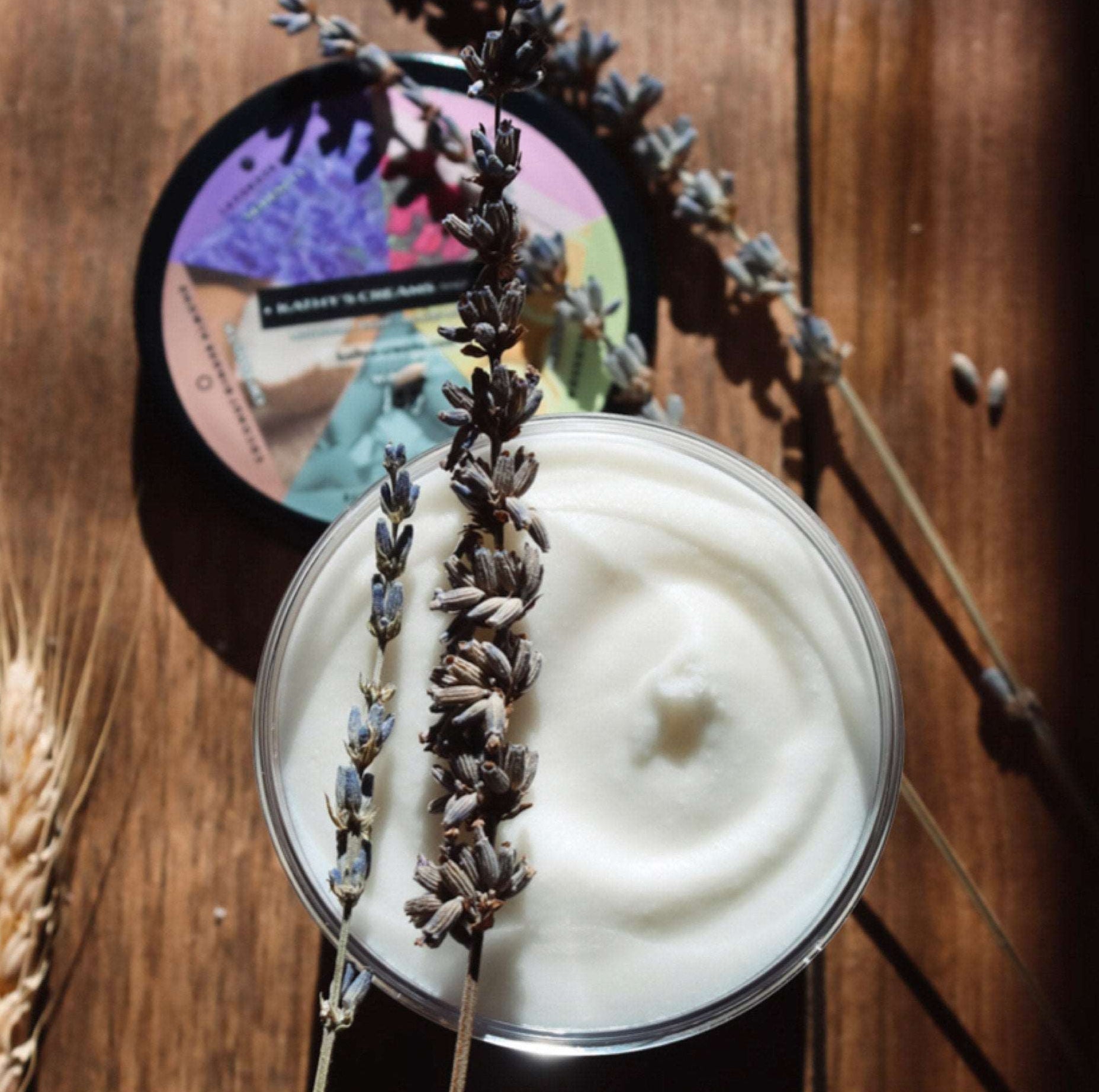 Whipped Shea Butter Cream with lavender on top